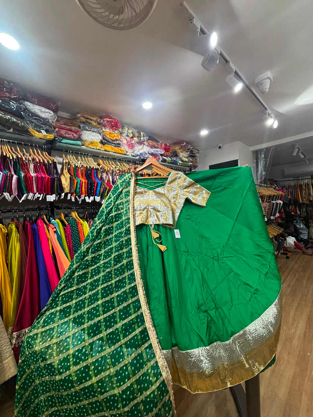 Green Lehenga | Lumpy border Blouse