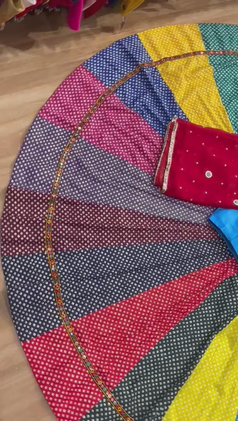 Cotton Bandhani lehenga | Dupatta foil work